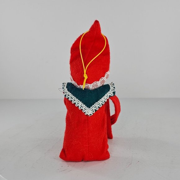 Vintage Knee Hugger Elf Pixie Rubber Face Felt Christmas Ornament Decor - Picture 4 of 8